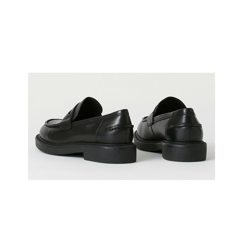 Womens Vagabond Alex Black Leather Low Heel Slip-on Loafers