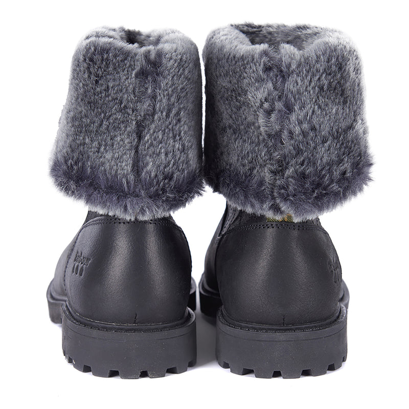 Womens Barbour Hareshaw Leather Waterproof Winter Warm Faux Fur Snow Boots