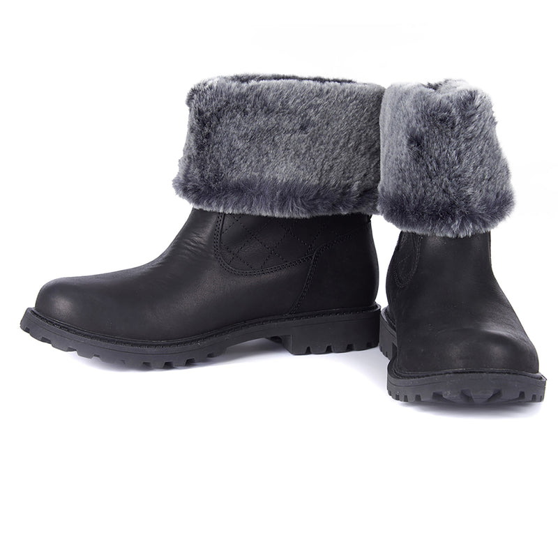 Black Waterproof Warm Faux Fur Lined Snow Boots