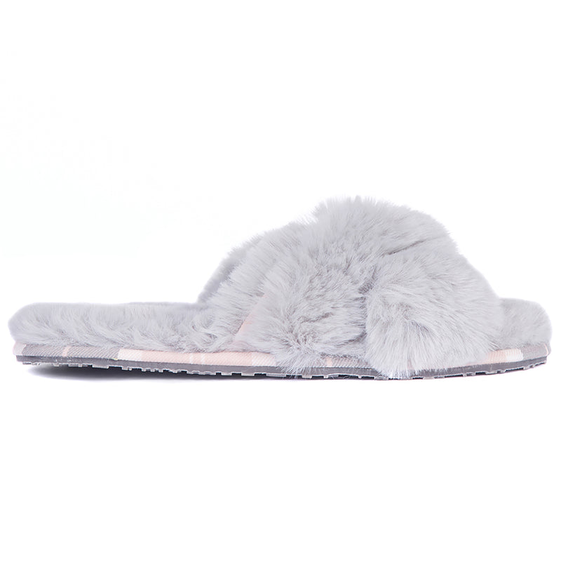 Womens Barbour Lottie Winter Warm Luxury Faux Fur Cross-Over Slippers