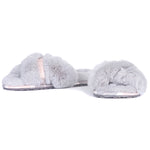 Womens Barbour Lottie Winter Warm Luxury Faux Fur Cross-Over Slippers