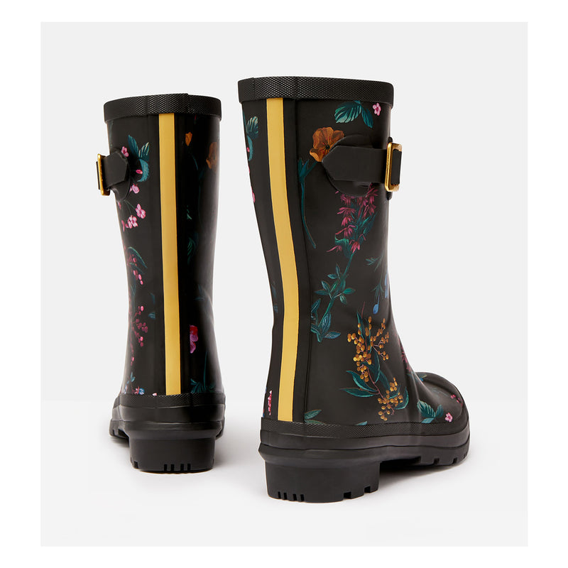 Womens Joules Wellies Molly Welly Black Botanical Ladies Wellington