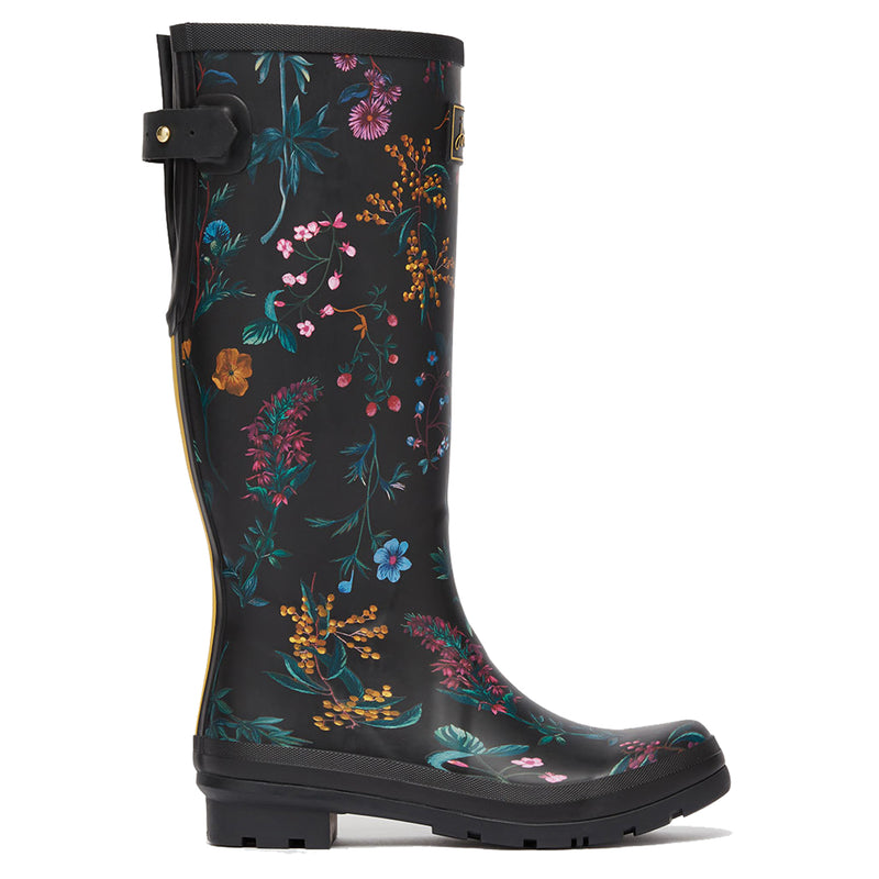 Womens Joules Welly Print Rubber Black Botanical Wellingtons