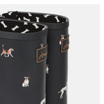 Womens Welly Print Joules Black DogWellies Ladies Wellingtons